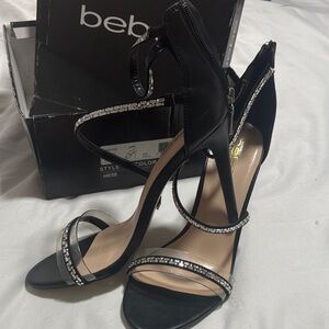Bebe Elegant Black Heels with Sparkling Accents